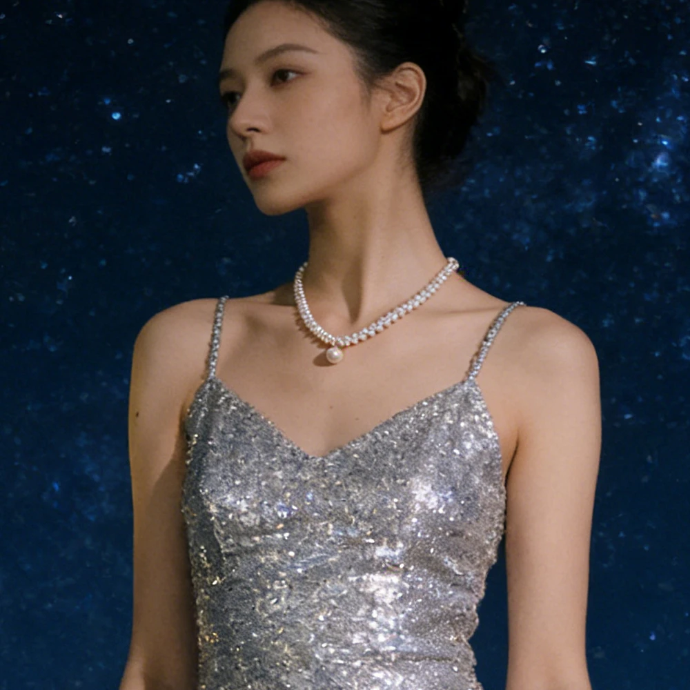 

Оригинальный дизайн, тканое ожерелье из натурального жемчуга для женщин, роскошная нишевая цепочка на шею, модное универсальное колье-чокер на ключицу, ювелирные изделия