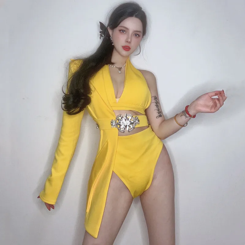 yellow-irregular-blazer-bikini-women-modern-jazz-dance-team-costume-nightclub-bar-dj-singer-gogo-dancer-performance-stage-outfit