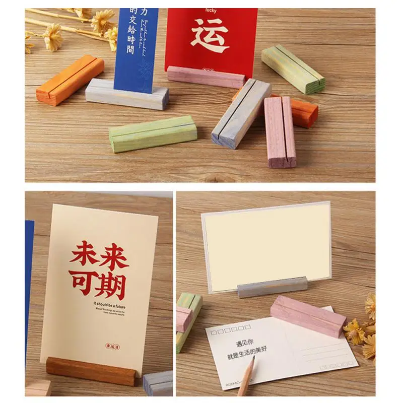 Calendario da tavolo con carte in legno massello o dal design unico Semplicità creativa Forniture per riporre oggetti da scrivania Portafoto in legno massello smussato