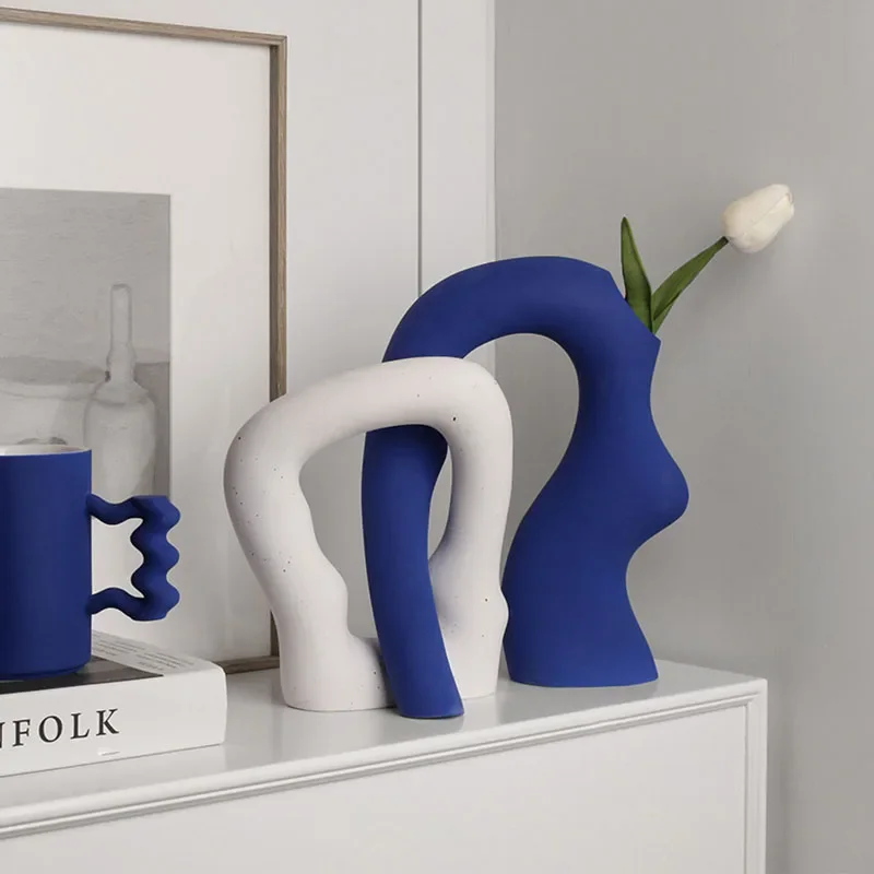 

Ваза Set Of 2pcs Alien Color Two-Piece Flower Implement Ceramic Vase Decoration For Desktop Home Festival Company Decor