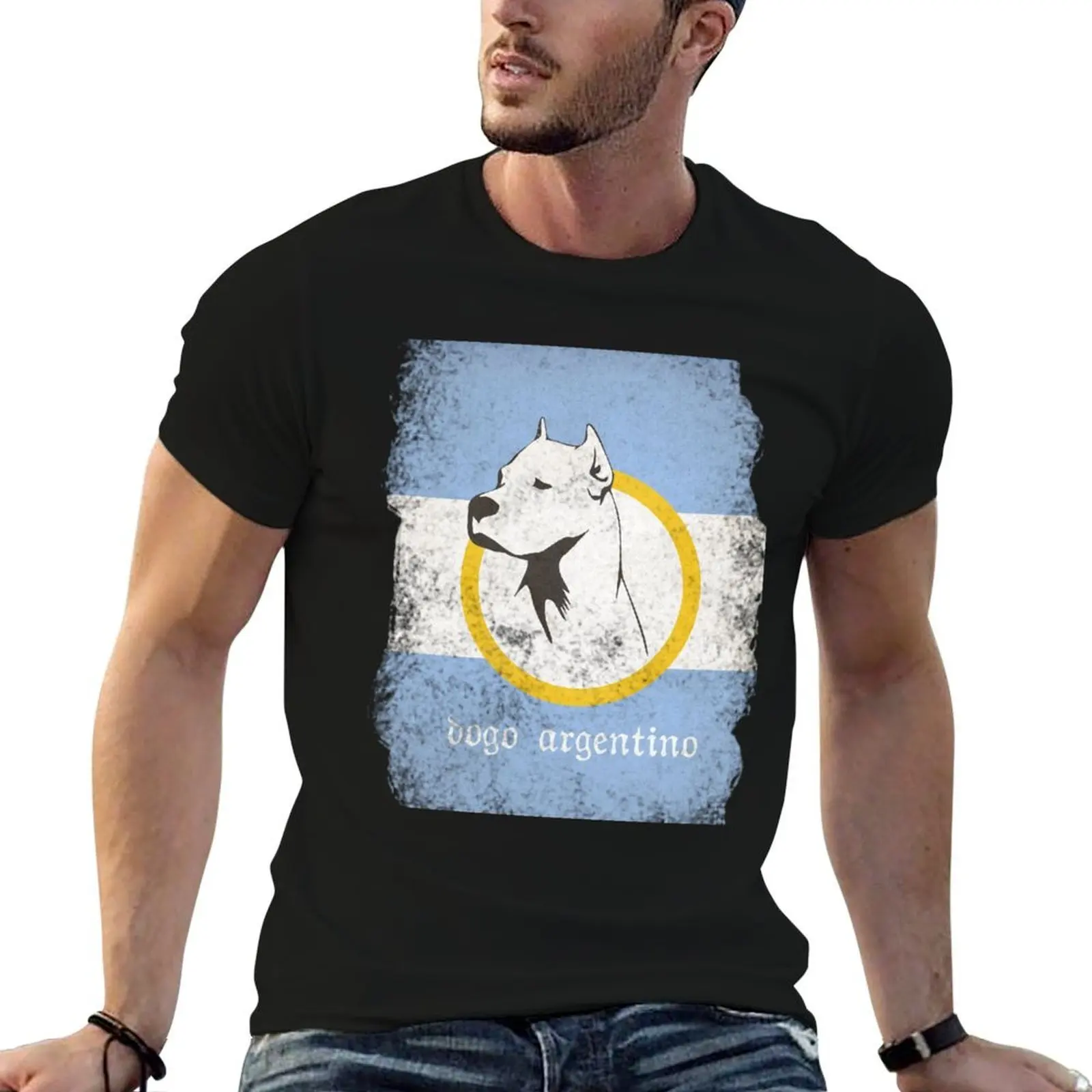 Camiseta Dogo Argentino para hombre, camiseta de algodón de alta calidad, camiseta esencial para hombre, camiseta de algodón pesado