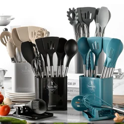 Kitchen Cookware Silicone Kitchenware Non-stick Cookware Cooking Tool Spatula Ladle Egg Beaters Shovel Spoon Soup Utensils Set