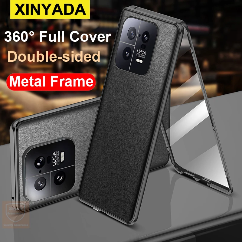 

Чехол с полным покрытием 360 градусов для Xiaomi 13 Pro, кожаный чехол из закаленного стекла для Xiaomi 13 Pro, Mi Mi13, откидной Чехол для телефона, металлический бампер