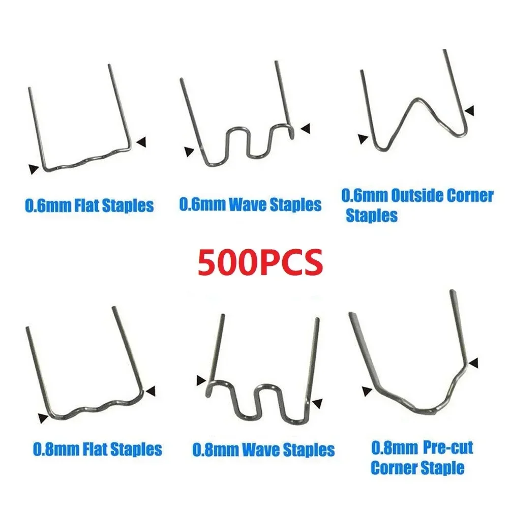 500Pcs Hot Stapler Staples Plastic Welder Standard Pre Cut 0.6/0.8mm Corner / Flat / Wave Staples For Car Bumper Repair