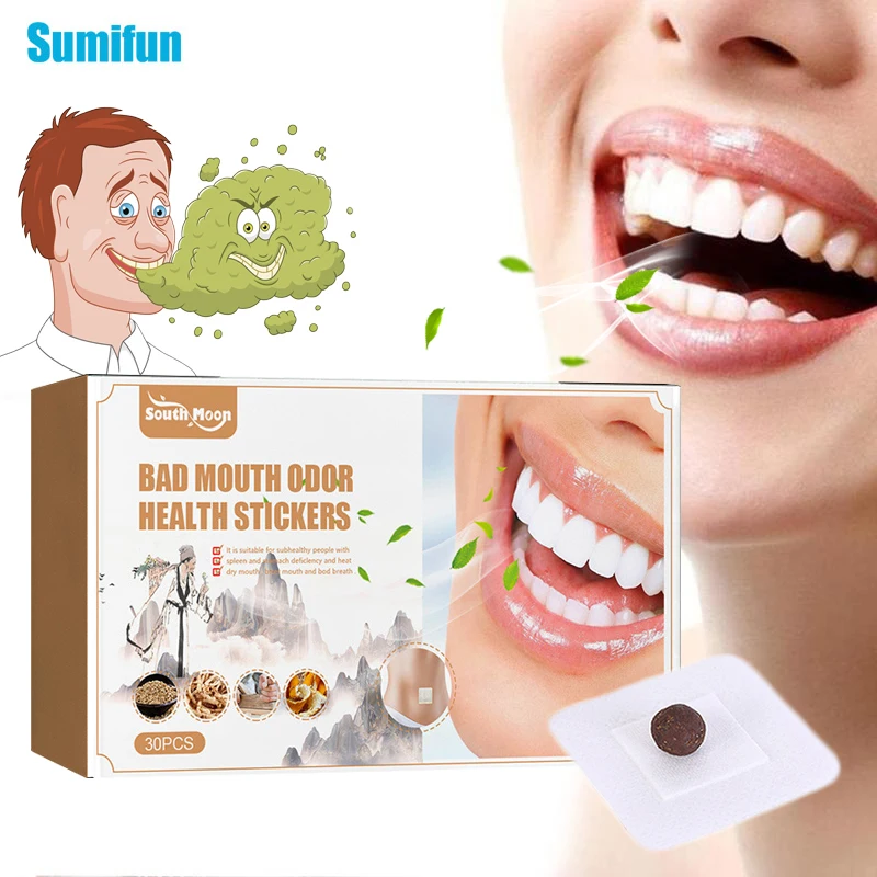 30Pcs/Box Halitosis Patch Remove Odor Bad Breath Mouth Breath Freshener Sticker Remove Oral Ulcer Pharyngitis Herbal Plaster