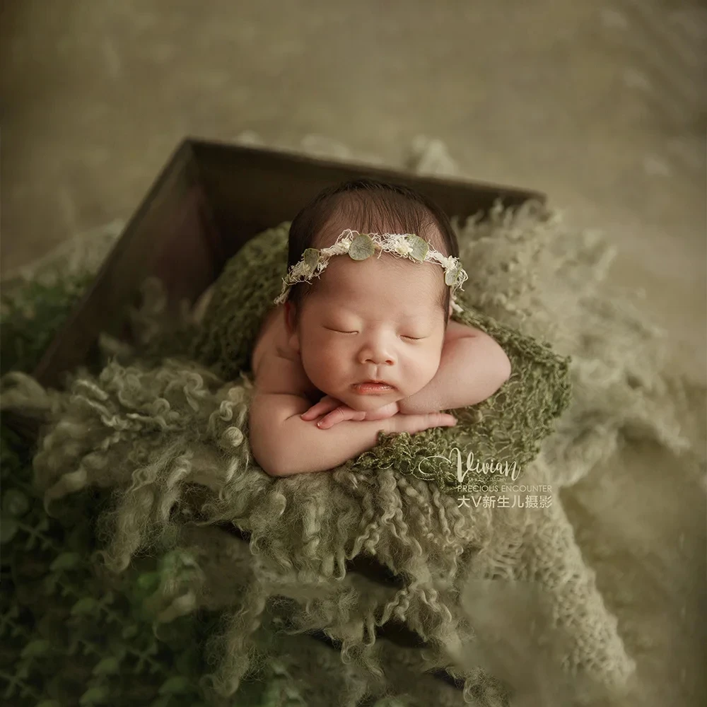 Puntelli per fotografia neonato Pittura a olio vintage Avvolgimento estensibile per bambini e copricapo/cappello Accessori per riprese in studio per neonati