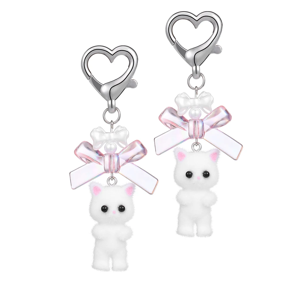 2 Pcs Cat Keychain Backpack Keychains Kawaii Charms Animal Bag Hanging Pendant
