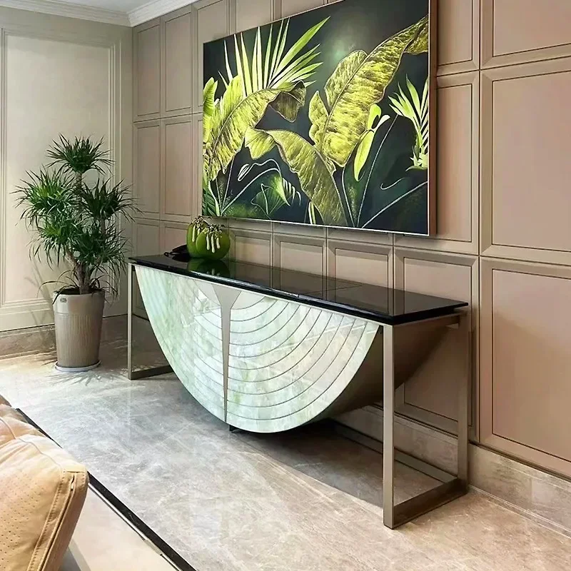 

Luxury villa high-end decorative table, living room stainless steel partition cabinet
