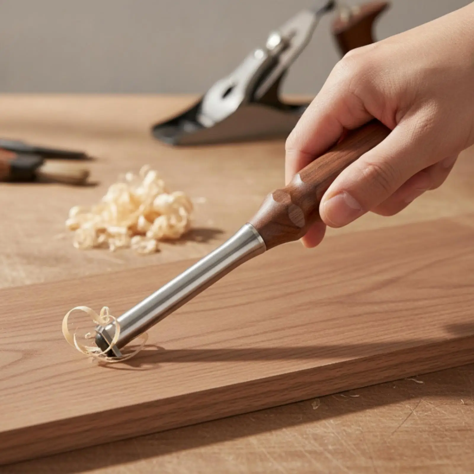 Woodcraft Scraper Tool with Grip Brass for Detailed Edge Trimming and Surface Refining Tasks