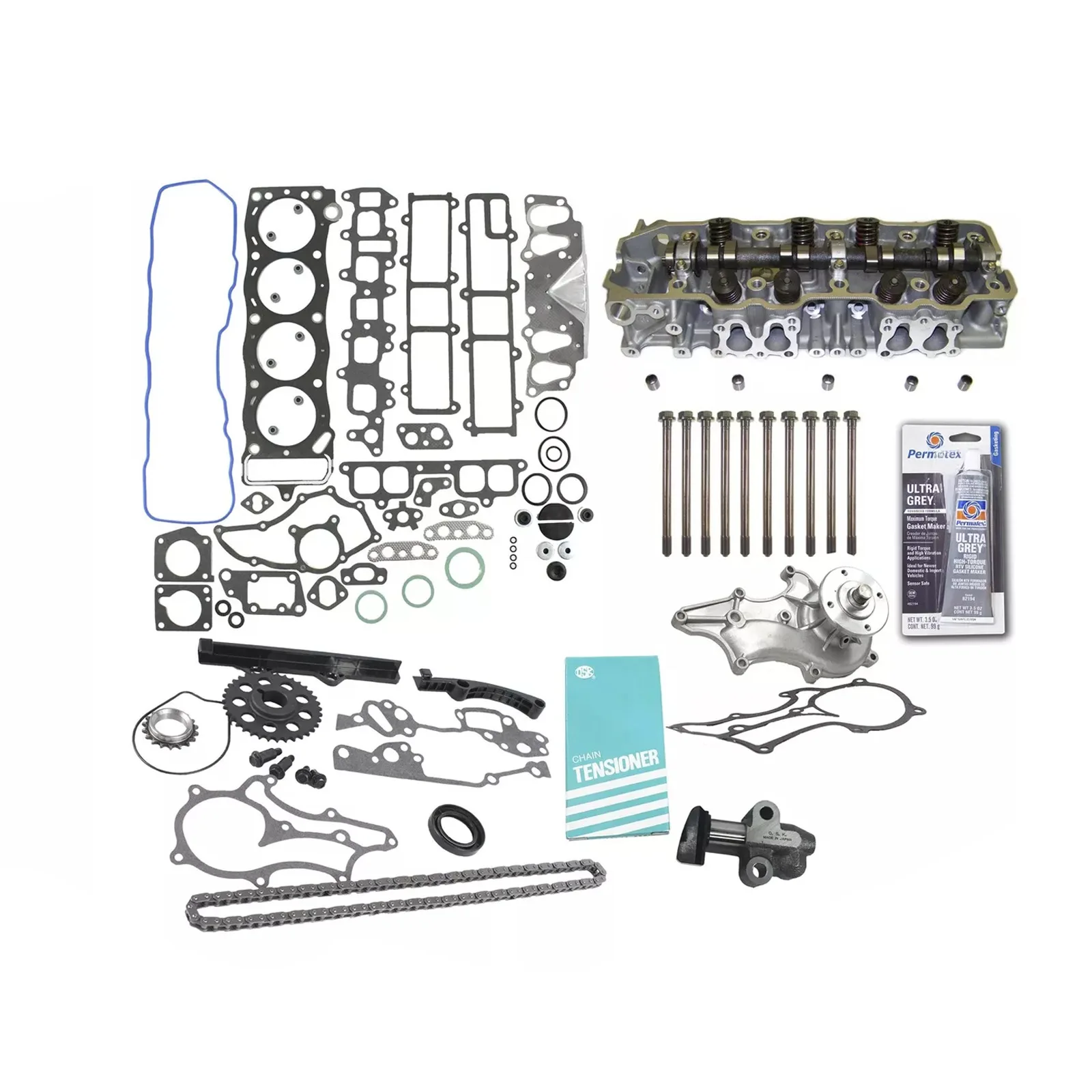 

Engine cylinder head, timing kit with water pump for Toyota 85-95 22R 2.4L SOHC 8V