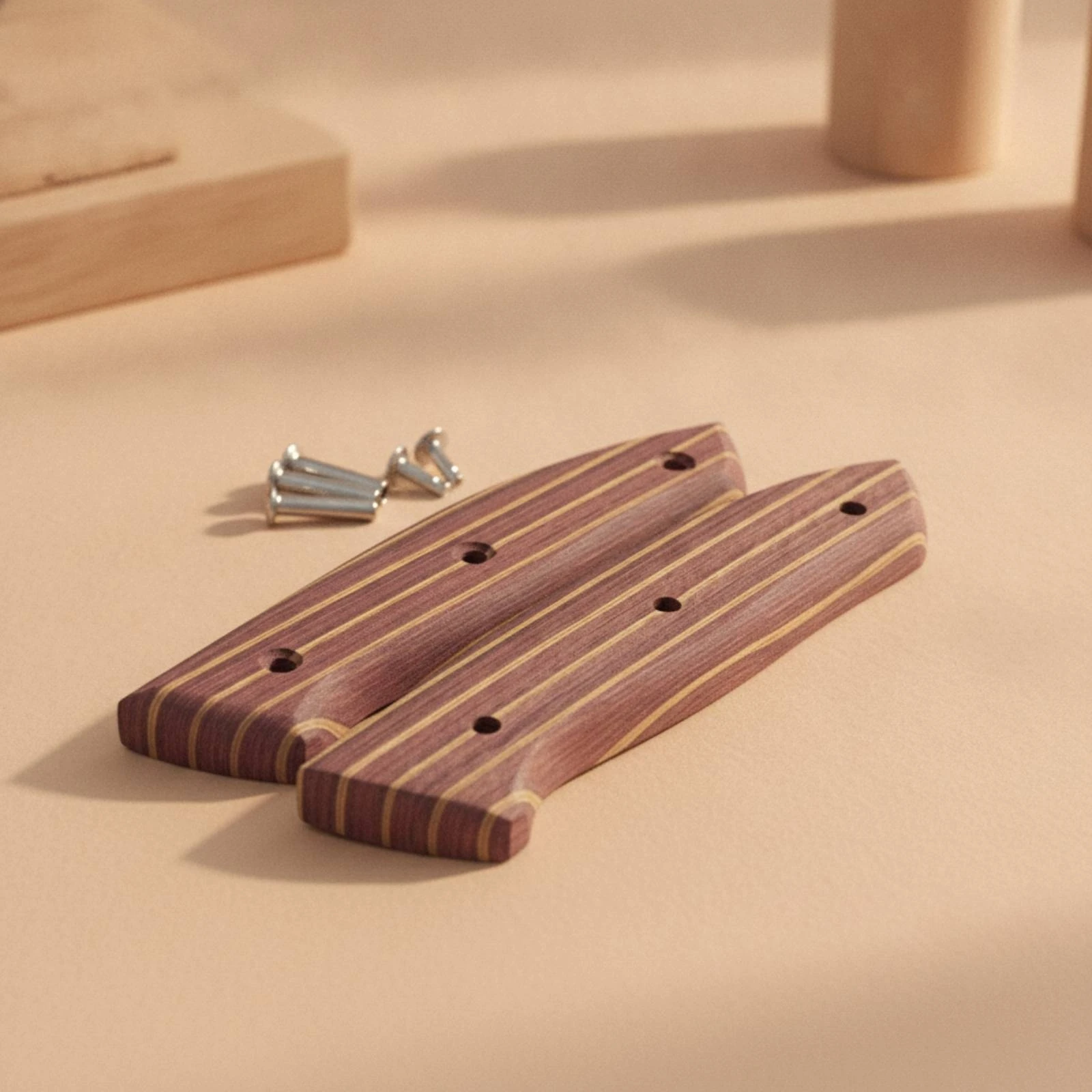 Wooden Blade Grip Tapered Wood Handle Material Blade Handle Blank Natural Grain Hardware Custom for DIYers
