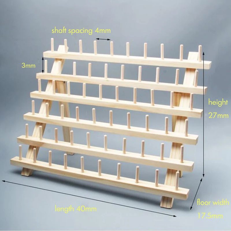 Sturdy Standing Thread Holder 60-Spool Sewing Thread Rack Wooden Embroidery Thread Organizer Storage Holder for Sewing Thread