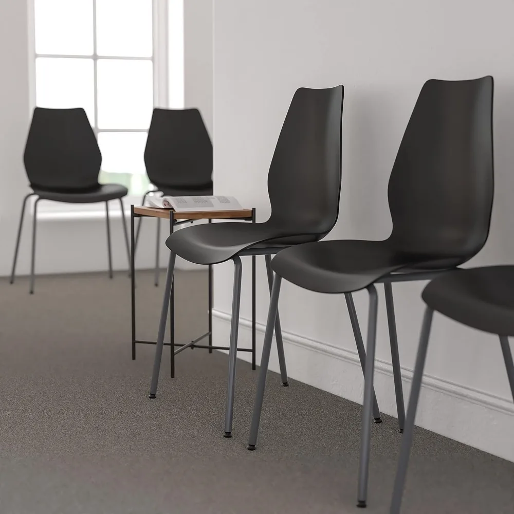 Kursi Tumpuk Tugas Berat dengan Penyangga Punggung, Kapasitas 770 lb, Rangka Perak - Desain Hemat Ruang