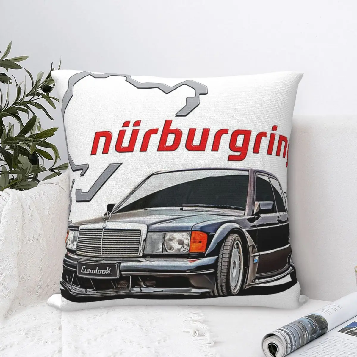 

Квадратная наволочка Nurburgring 190E EVO II Track Day, наволочка, бархатная Подушка на молнии, декоративная комфортная наволочка для дома и автомобиля