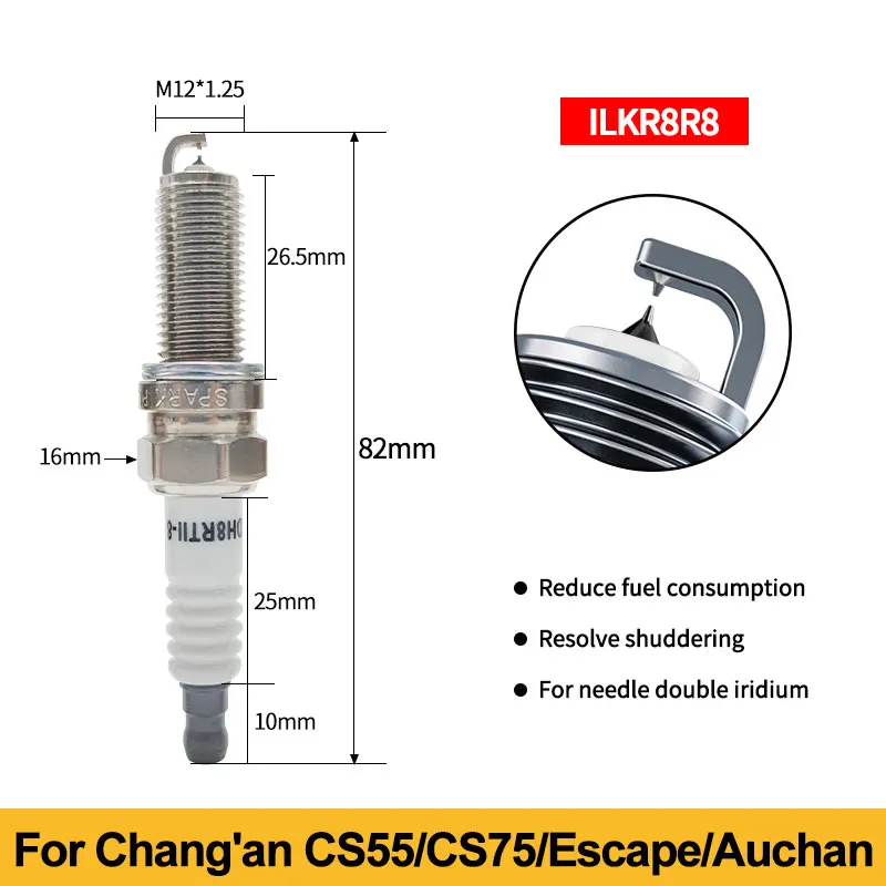 F4J16-3707010 Dual Iridium Spark Plug 94109/ILKR8R8 Champion RER6WYPB CHANGAN H15T0020700 CS75