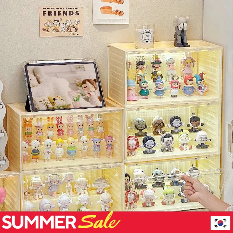 Acrylic Transparent Display Cabinet with Light Sensor for Collectible Anime Figurines and Blind Boxes