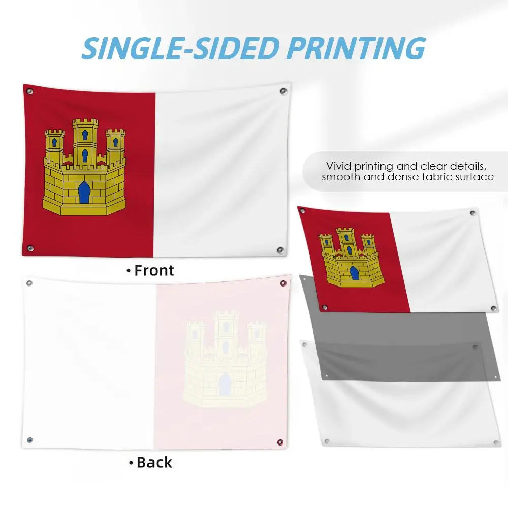 Castile La Mancha Spain Flags Custom Wall Hanging Background Art Banner For Bedroom Home Living Room Outdoor Decor
