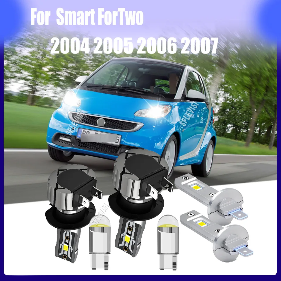 

H1 H7 CSP LED 12v Xenon White Headlight Bulbs Military-Grade Aluminum Housing For Smart ForTwo 2004 2005 2006 2007