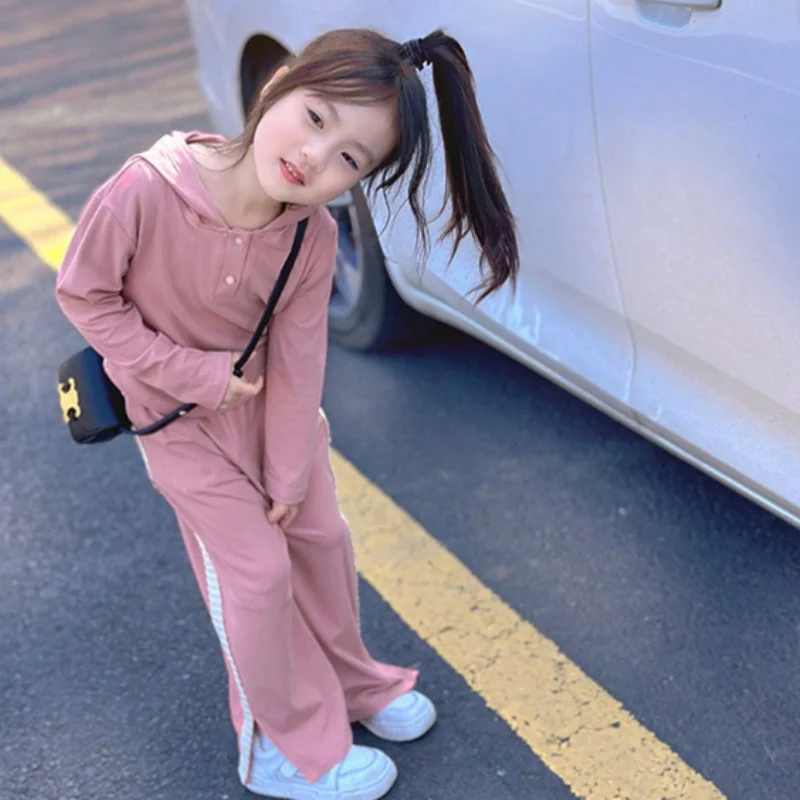 

Girls Sweatshirts +Pants Kids Suits 2PCS/Set Cotton 2024 Hooded Spring Autumn Cotton Tracksuit School Suits Christmas Gift Child