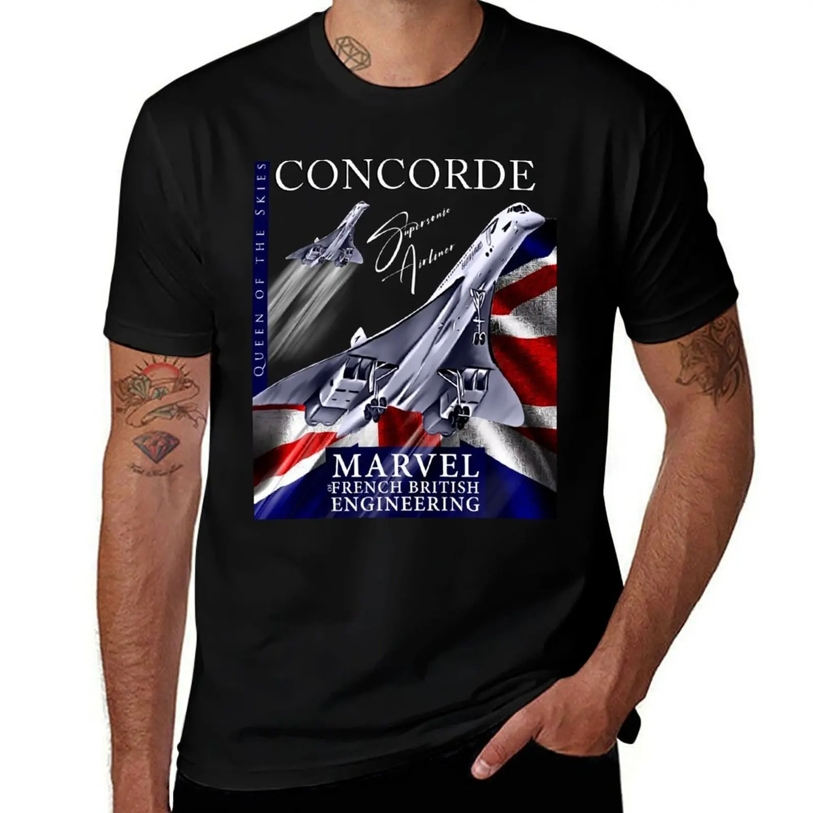 

Concorde Retro Vintage British French aircraft travel pilot T-Shirt t shirts for man cotton soft T-Shirt