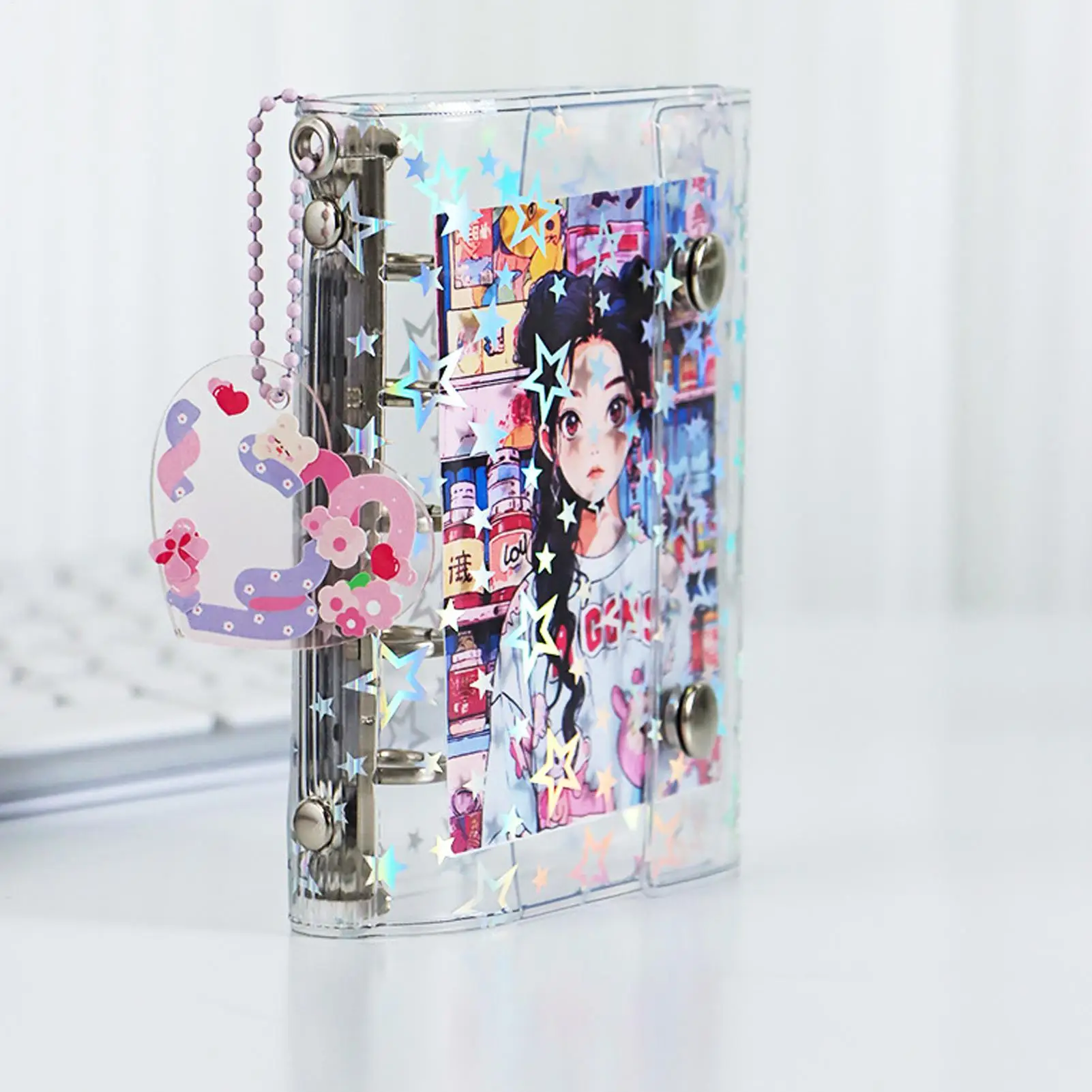 الموثق لجمع الملصقات قفل إغلاق سجل القصاصات ملصق ألبوم التخزين للدراسة ملاحظة بطاقات مرسومة باليد الفتيات الطلاب الاطفال #1