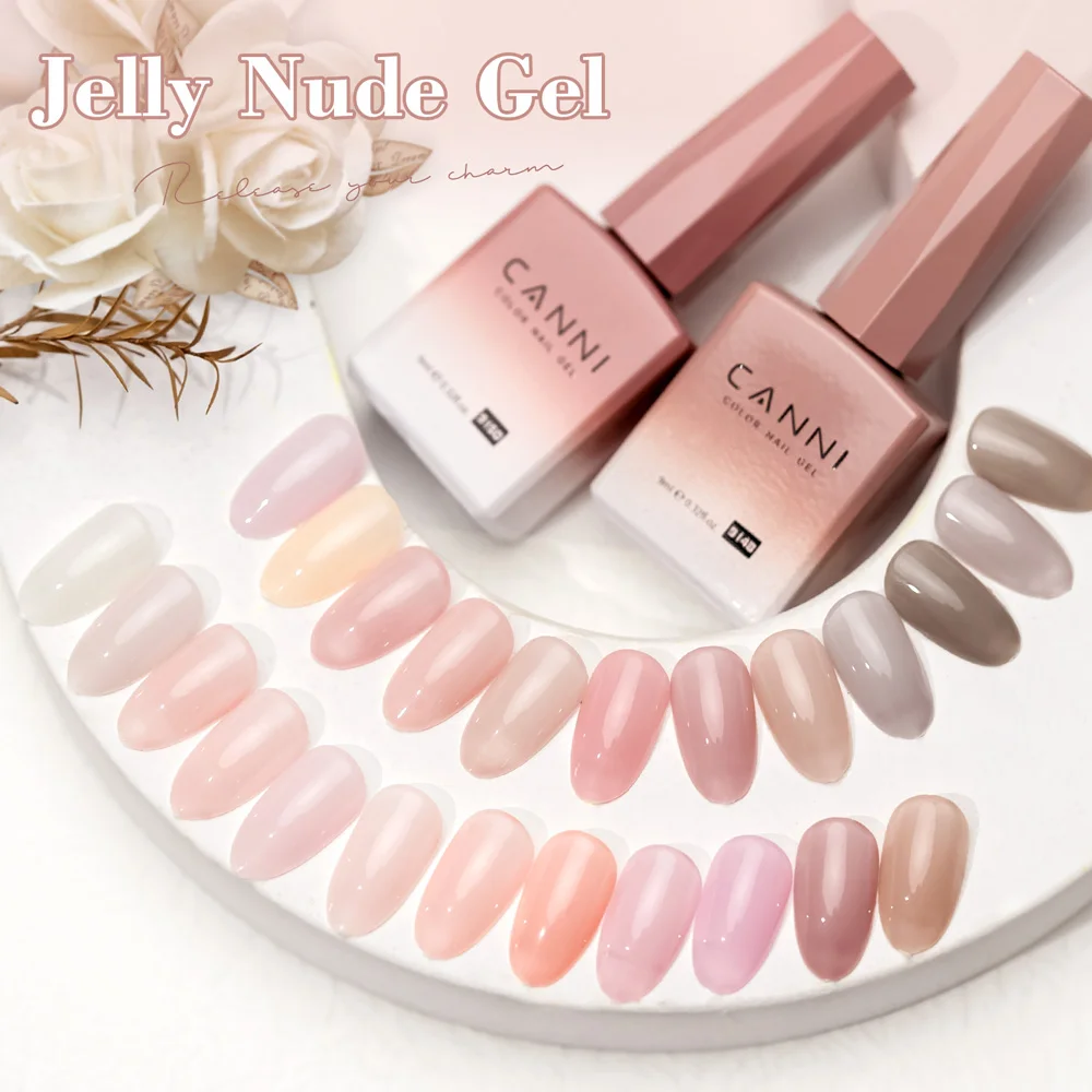 CANNI No TPO HEMA FREE Gel Nail Polish 9ml French Translucent Jelly Consistency Soak Off UV LED Semi Permanent Gel Round Brush
