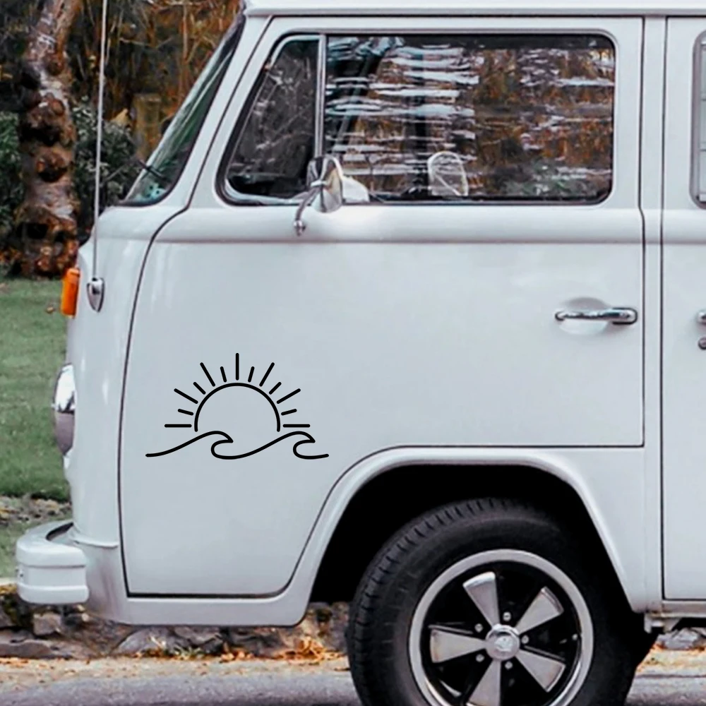 Sun And Wave Design Car Styling Stickers Camper Vans Motohome Decor Vinyl Traval Decals Windows Bumper Decoration view 3