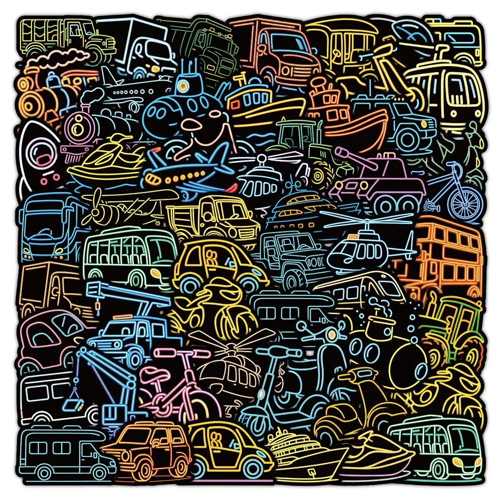 

10/50PCS Cool Means of Transportation Graffiti Stickers Creative Cartoon Decal DIY Luggage Phone Guitar Cup Classic Kid Toys