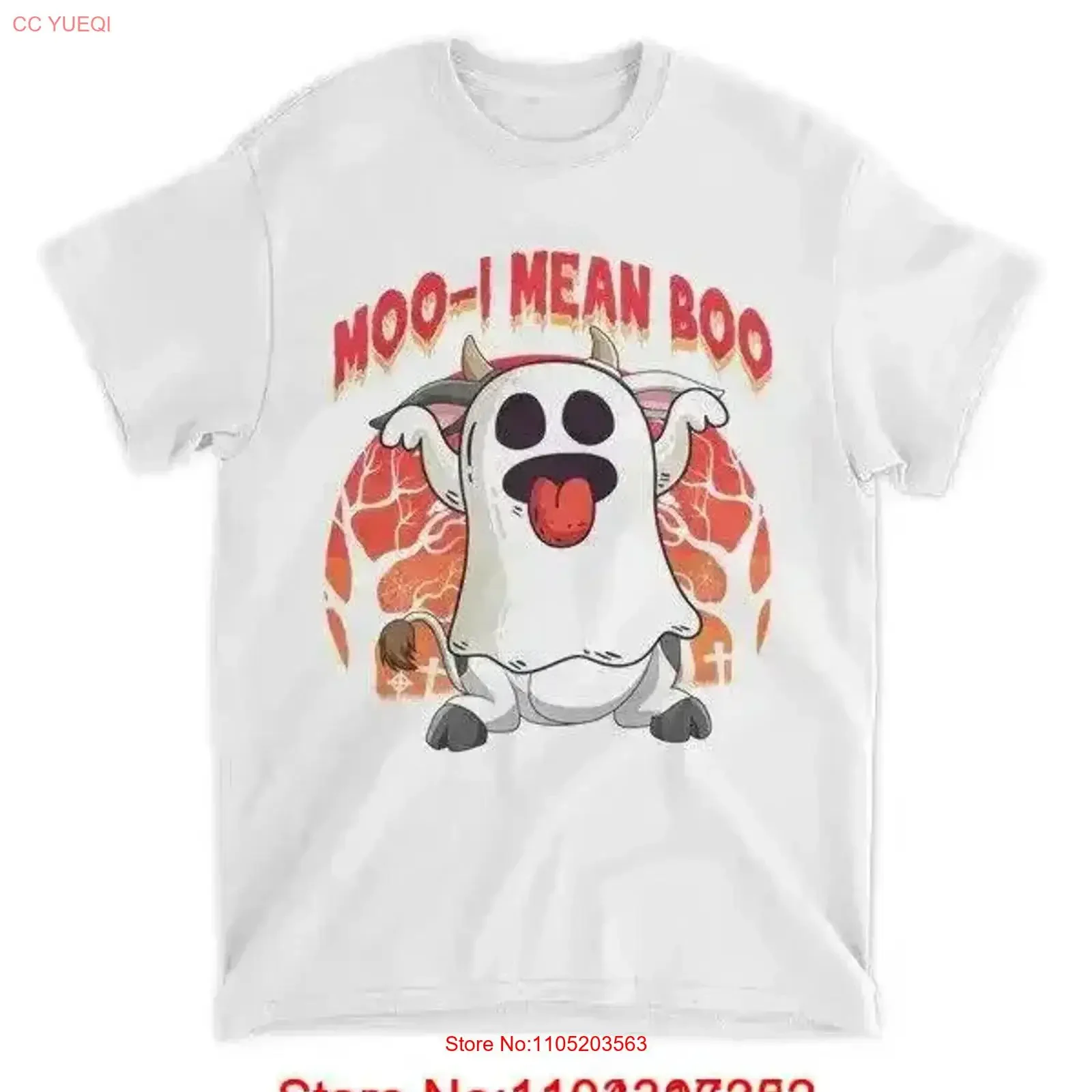 Ghost Cow Moo I Mean Boo Pumpkin Moon Halloween Farmer Standard T Shirt vintage Washed Casual Breathable Unisex Stretched