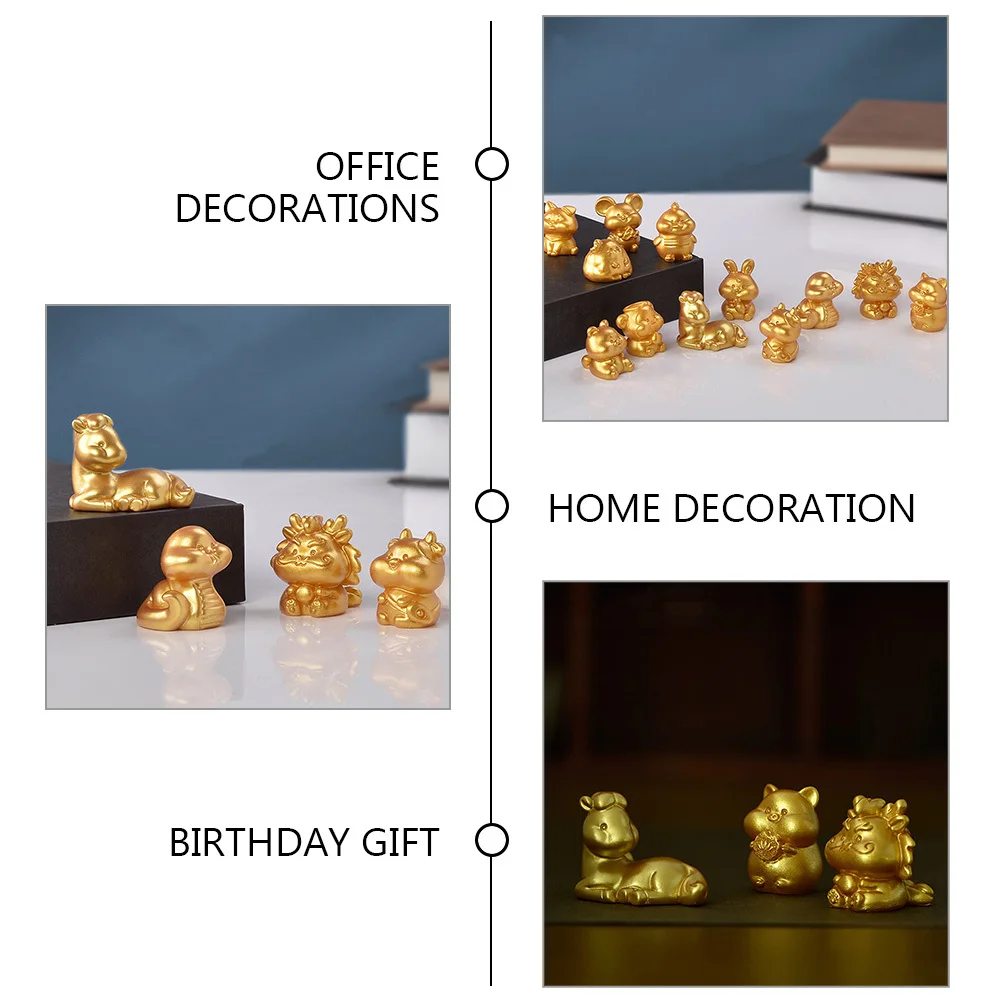 

24Pcs Small Resin Craft Chinese Zodiac Animal Decorations Miniature Desktop Garden Tabletop Ornaments Miniature Animal Figurines