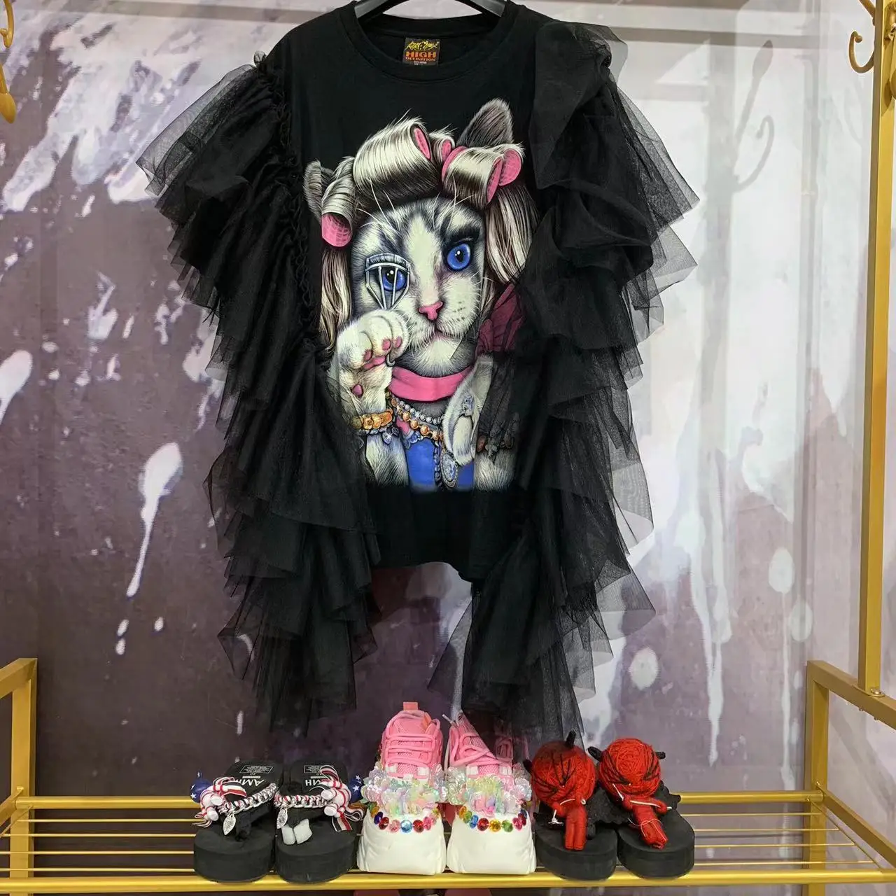 2023 New Springg Summer Fashion Women Black Cotton T Shirt Sexy Cartoon Cat All-match Loose Tops Streetwear Casual Tee for Mujer