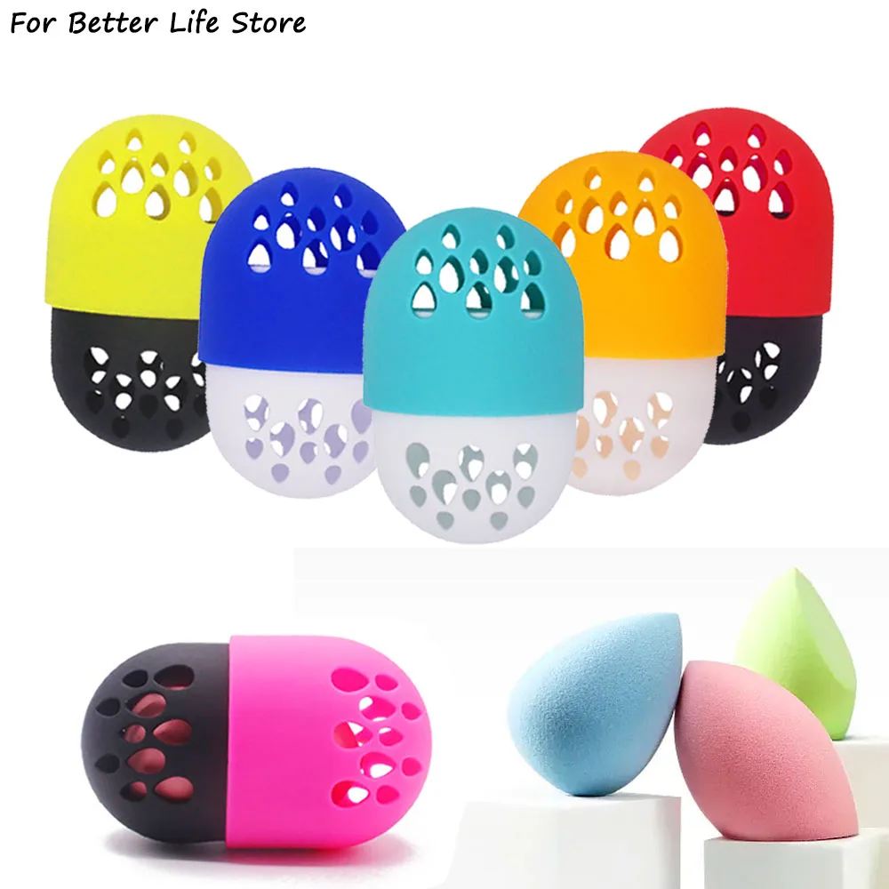 

1Pc 6 Colour 44g Silicone Beauty Sponge Storage Box Egg Stand Powder Puff Drying Holder Mildew Proof Cosmetic Washable Odorless