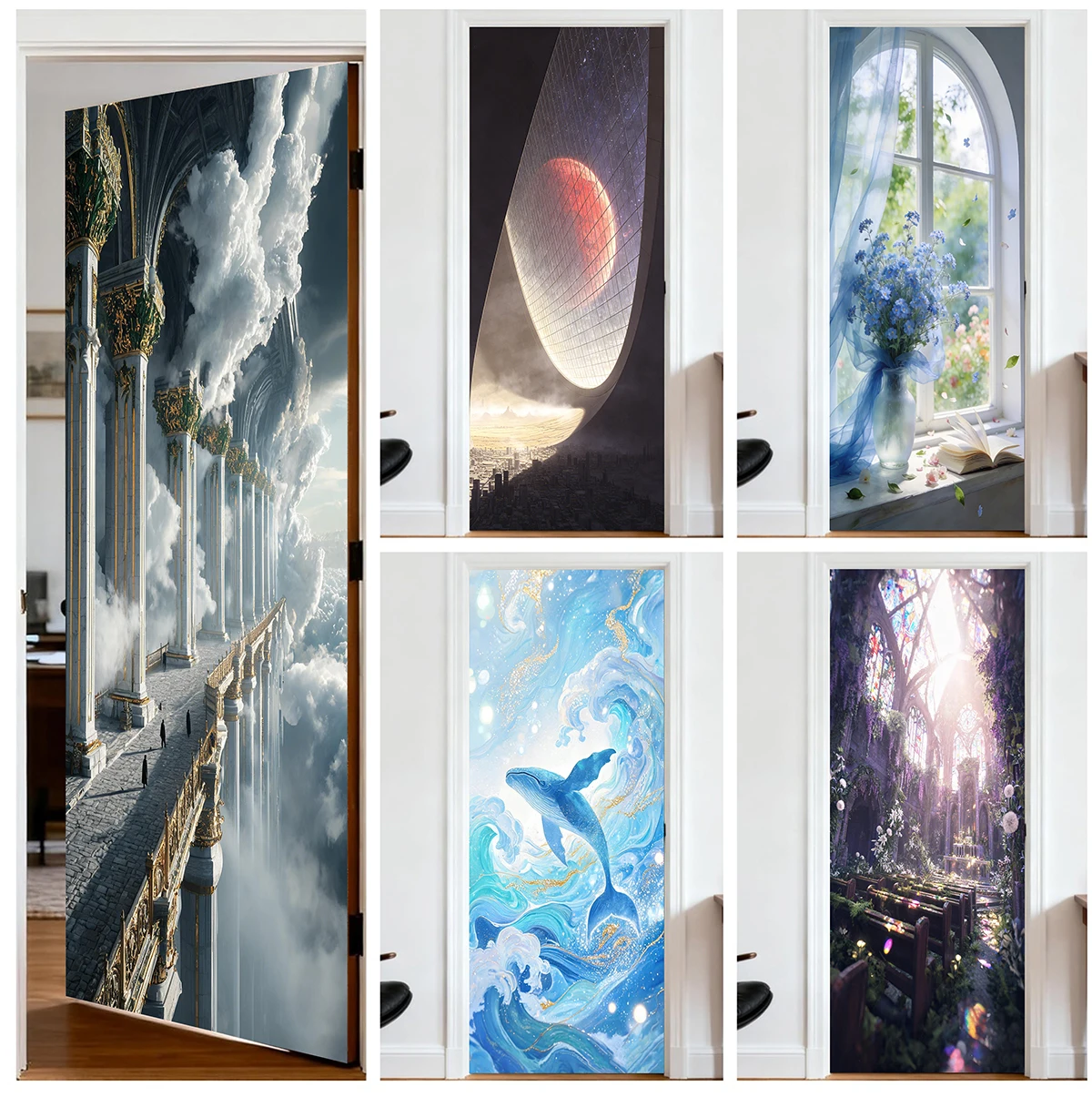 Fantasy,mysterious and self-adhesive door decal made of PVC material suitable for furniture decoration, parties, gifts birthdays