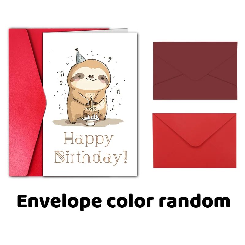 1 pc funny birthday card with cute sloth design. Creative greeting card, perfect gift for family, friends and colleagues.