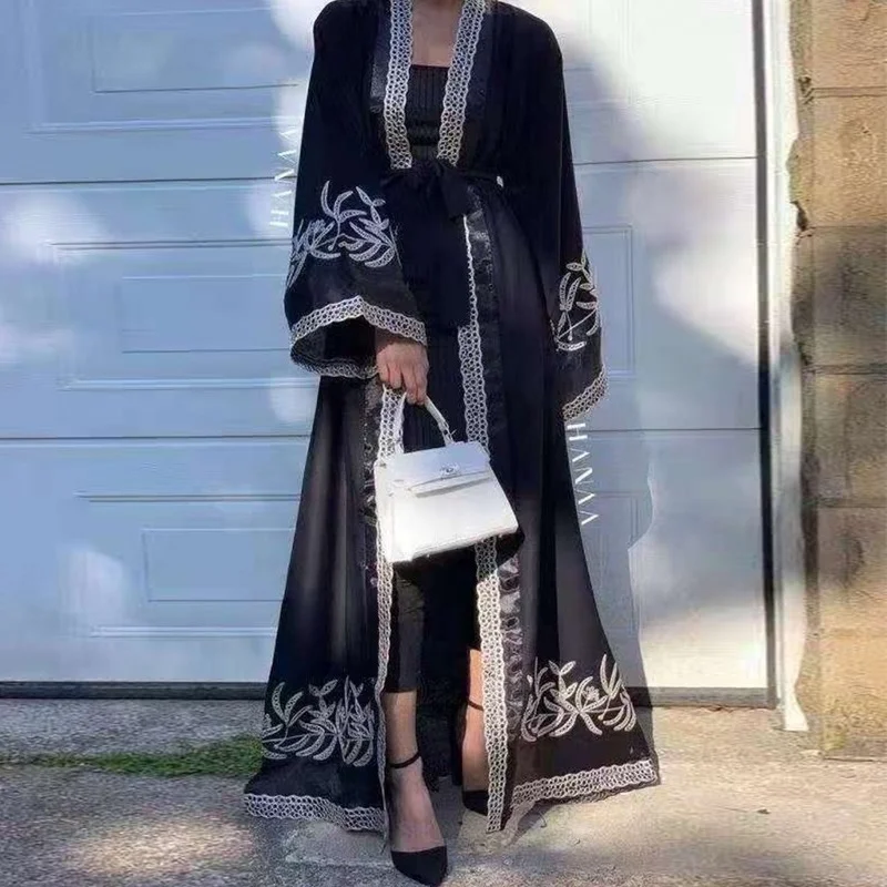 

2023 Islam Abayat Ramadan Abaya Femme Eid Muslim Dress Islamic Clothing Sets Embroidery Kaftans Abayas for Women Dubai Turkey