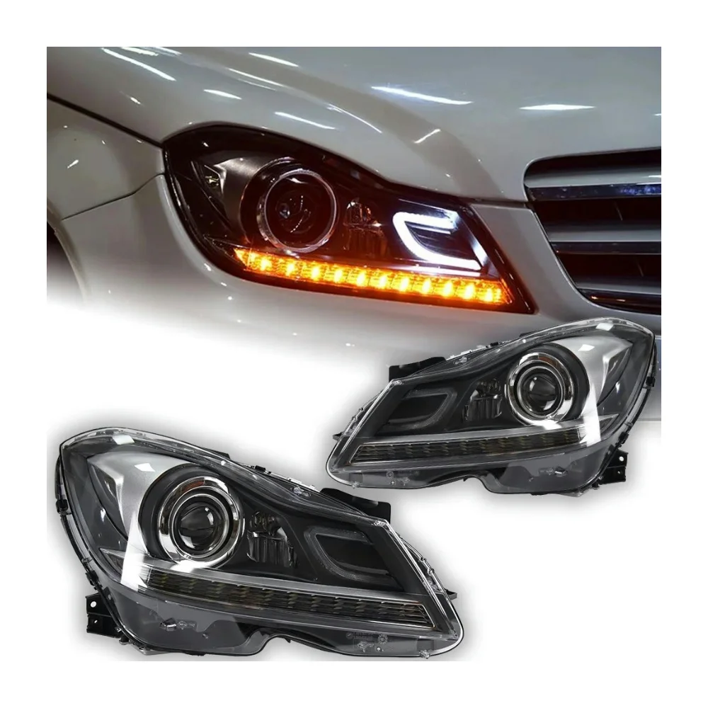 

W204 C180 C200 C260 светодиодные фары, обновленные фары для Benz 2011-2013, фара DRL, сигнальная линза проектора, автомобильная модифицированная