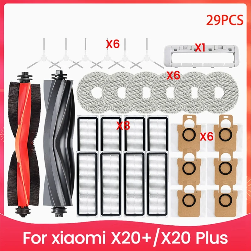 

ABWM-For Xiaomi X20+/X20 Plus Parts Accessories Main Side Brush Hepa Filter Mop Cloth Dust Bag Replacement Parts