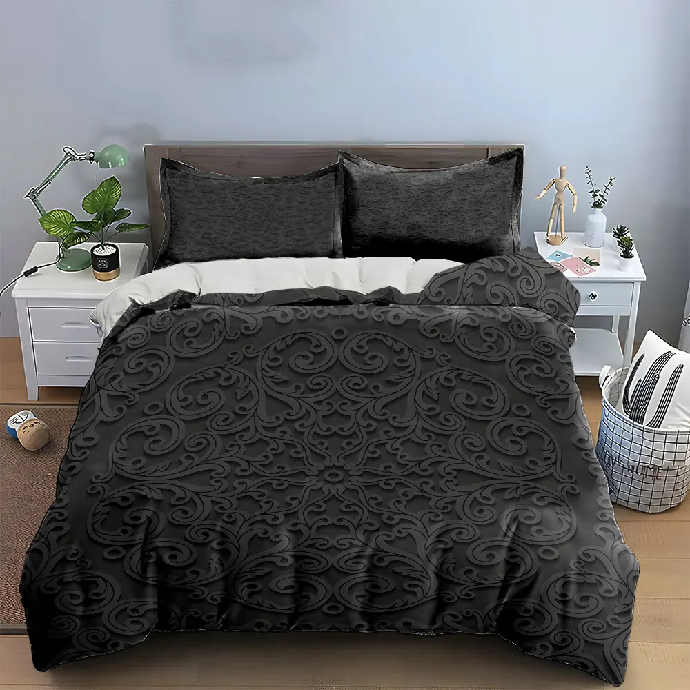 Elegant Floral Panels Set Decor Bedding Set with 1 Duvet Cover 2 Pillowcases Single Double King Queen, Gift