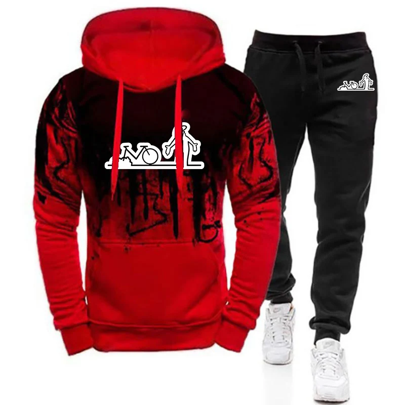 Funny La Linea Bike Amazing Print 2025 Spring Autumn Men's New Harajuku Gradient Color Hooded + Pants Two Piece Suit