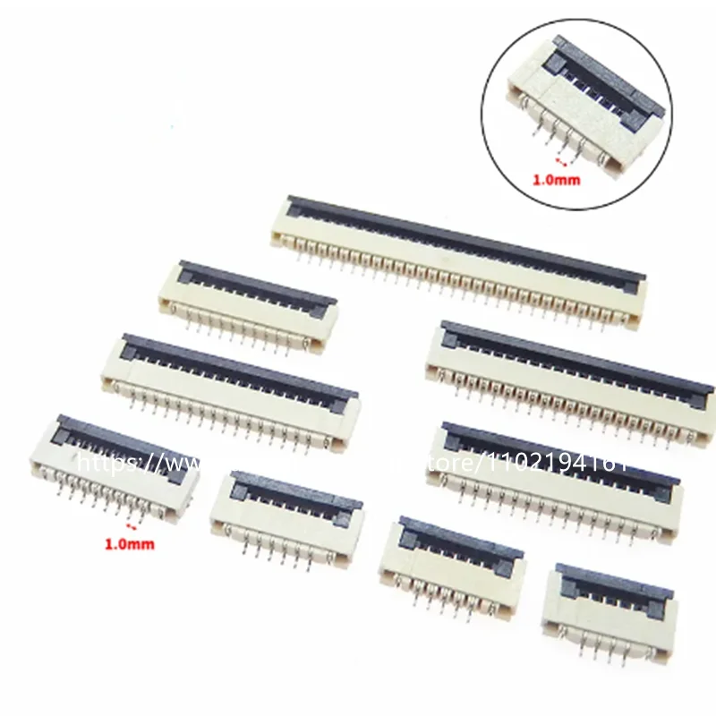 10pcs 0.5mm 1mm Pitch FPC FFC Under Clamshell Socket Flat Cable Connector 4P 5P 6P 8P 10P 12P 14P 16P 20P 22P 24P 30P 34P 40P 50