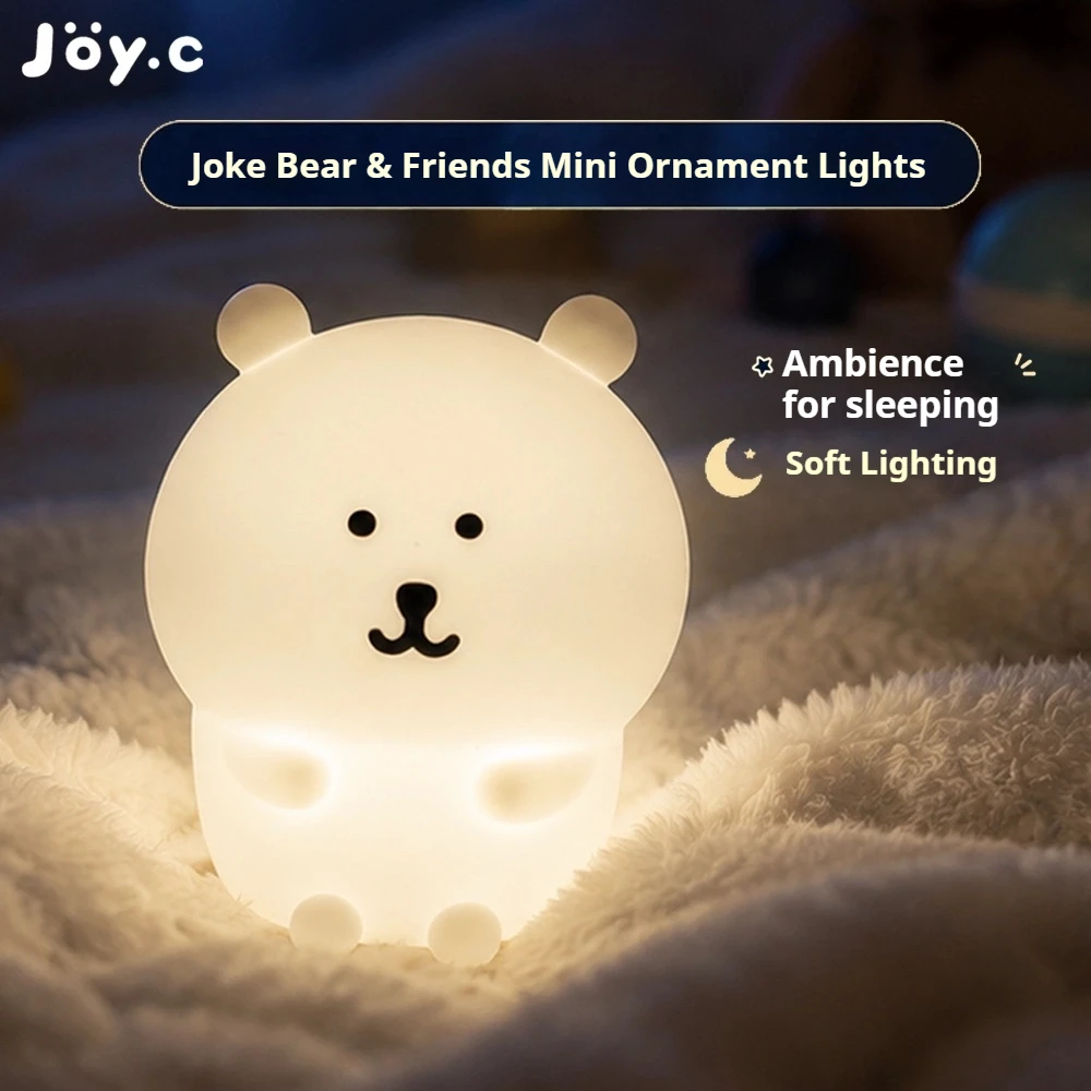New Joke Bear And Friends Pat Light Luminous Toys Soft Silicone Mini Desktop Ornaments Decor Portable Room Atmosphere Lamp Gifts