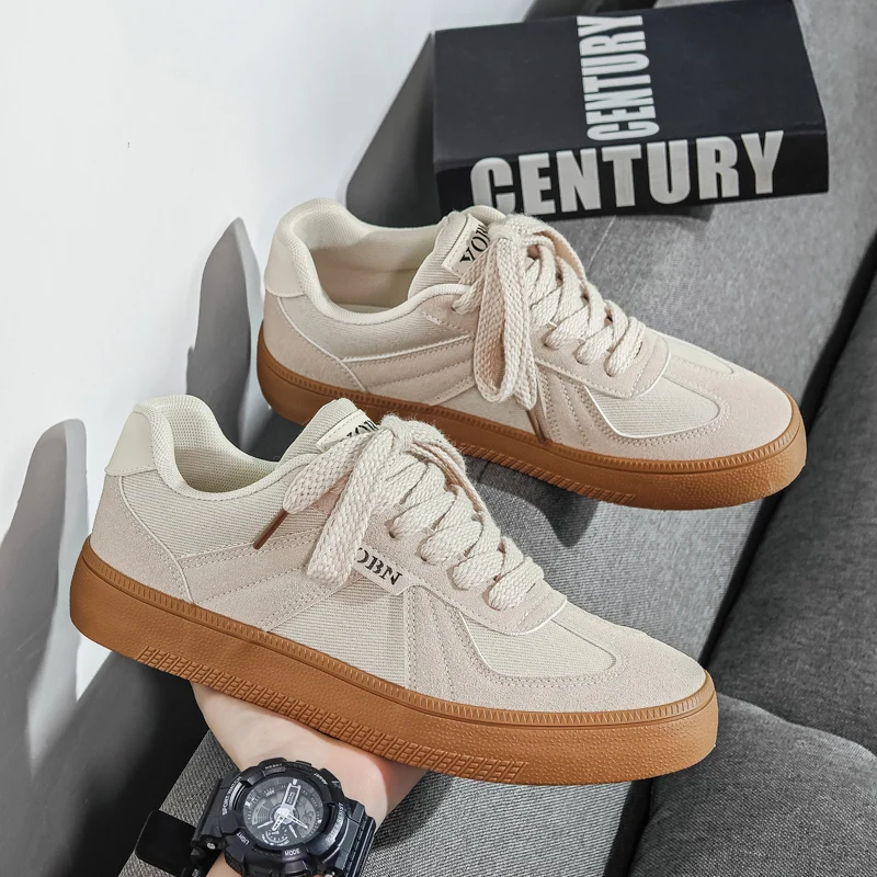 Low Top Solid Men Walking Footwear Lightweight Wear Resistant Sole Simple Fashion Breathable Outdoor Versatile Sneakers