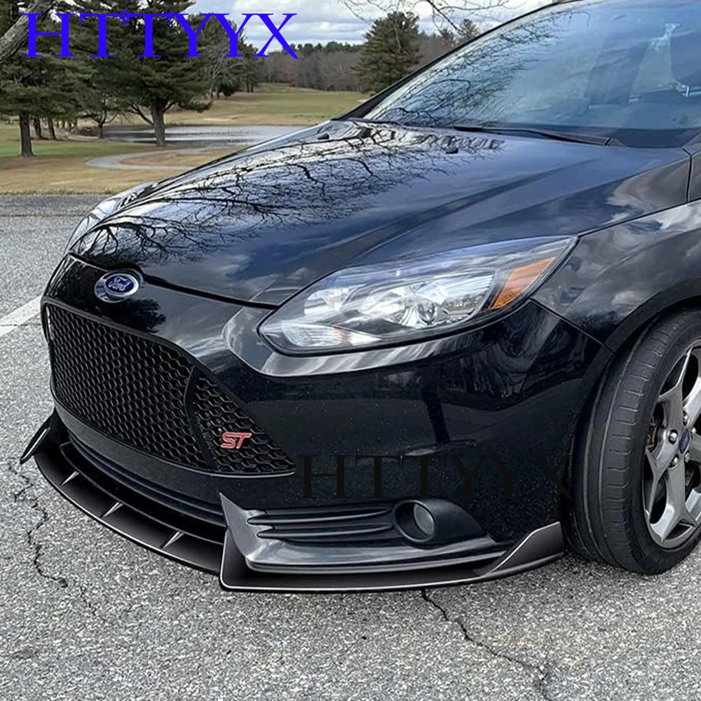 Fit For Ford Focus MK3 ST 2012 2013 2014 3Pcs Gloss Black Car Front Bumper Splitter Lip Diffuser Body Kit Spoiler Guard