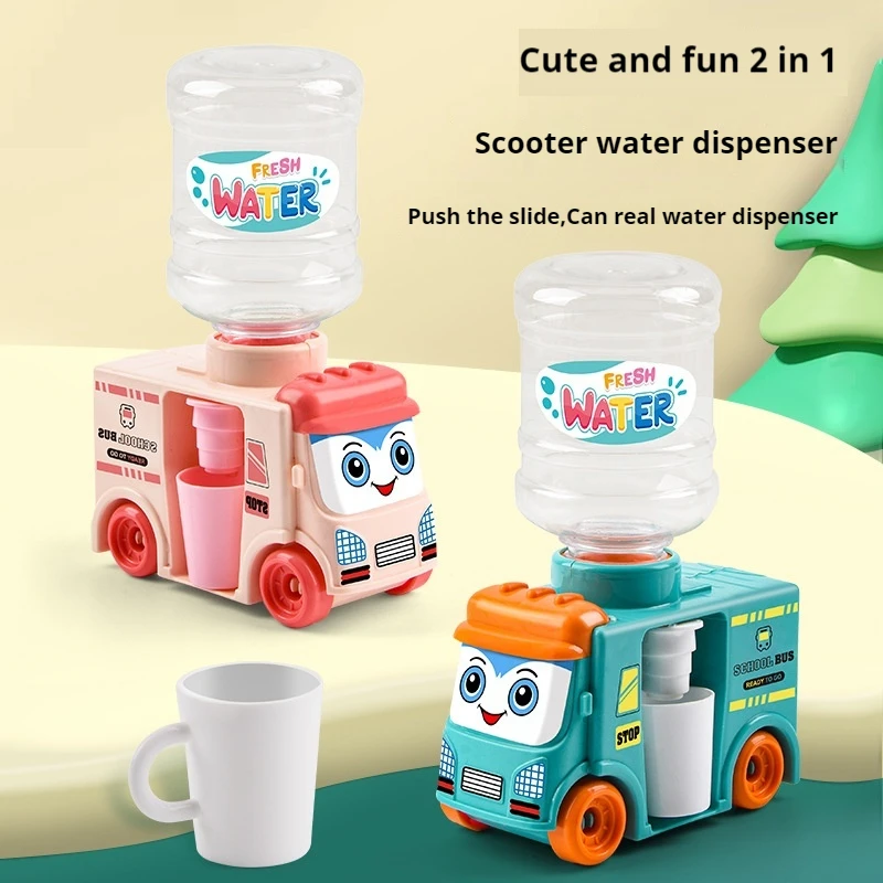 

Fun Children's Bus Mini Water Dispenser Toys Can Simulate The Water of Every Home Dispenser Kitchen Toys Gift Box Toys for Kids