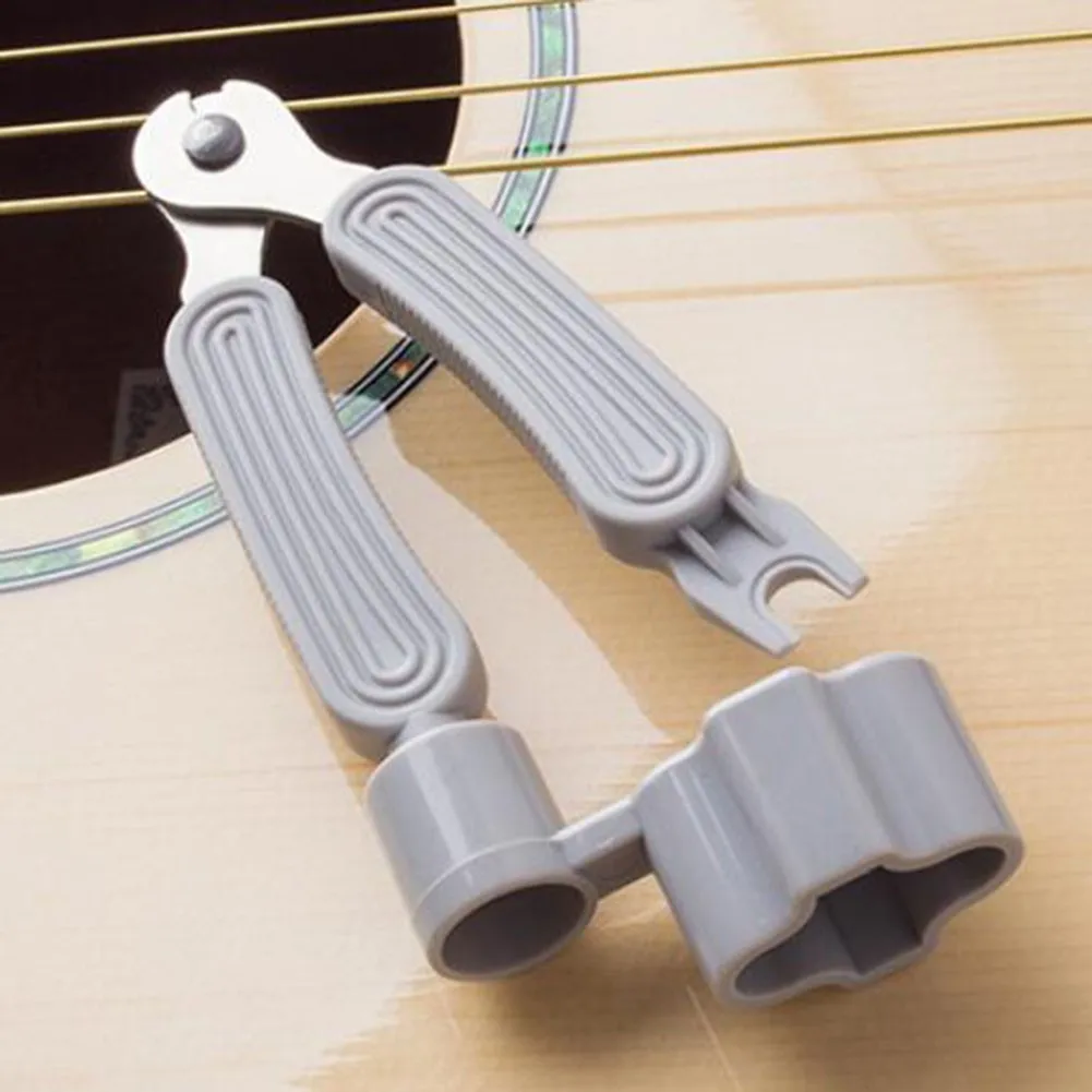 Herramienta de llave enrolladora de cuerdas de guitarra gris, reparación de extractor de Metal + ABS, cambio blanco 3 en 1, puente negro de 30g, alta calidad