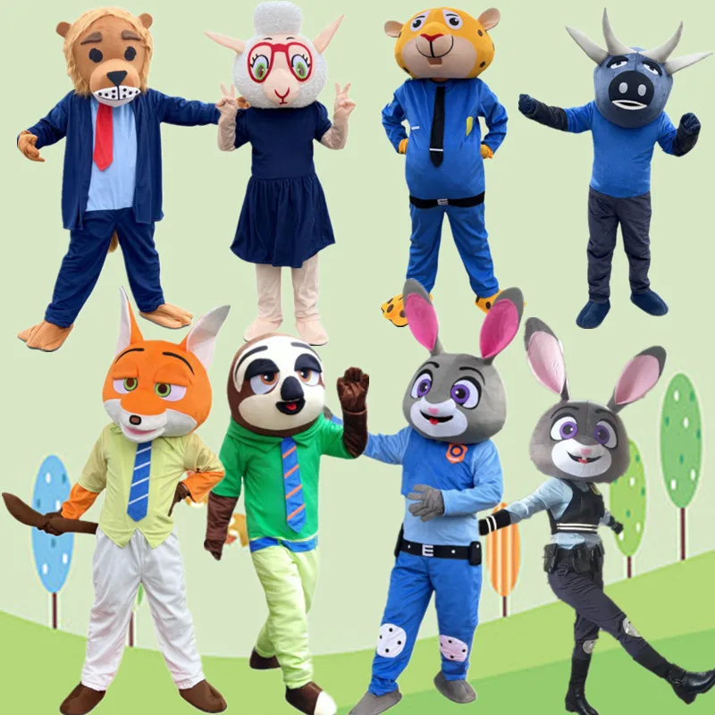 Judy Hopps Costume mascotte Nick Wilde Personaggio dei cartoni animati per adulti Vestito attraente Regalo di compleanno per eventi di feste di carnevale