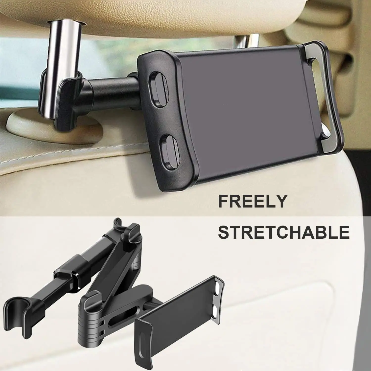 Auto-Kopfstützen-Tablet-Halter – [3 in 1 Verlängerungsarm] Verstellbare Tablet-Autohalterung für den Rücksitz, Road Trip Essentials