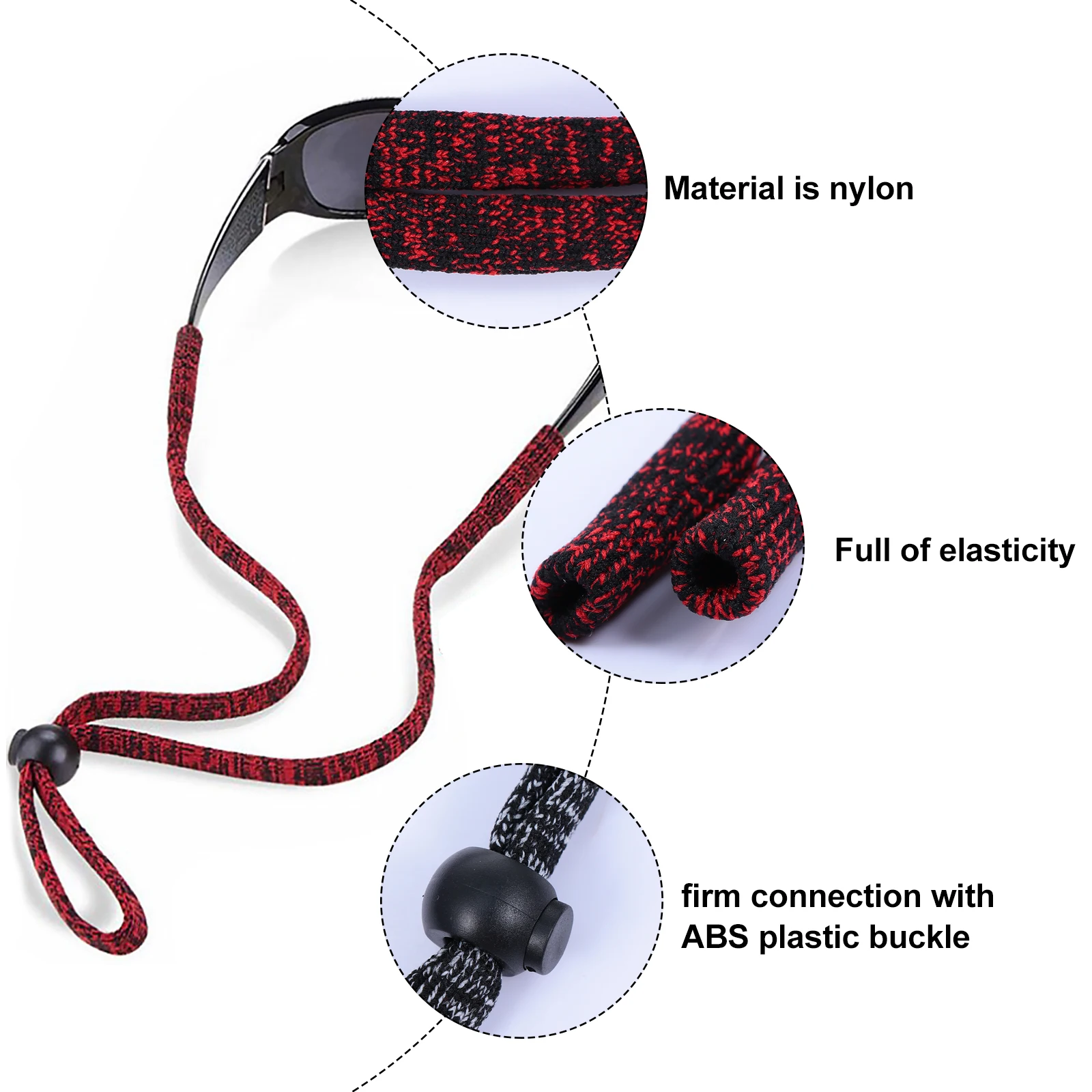 

4pcs Glasses Ropes Eyeglass Holder Strap Sunglasses Lanyard Elastic Fixing Accessories Adjustable Mix Colors Available