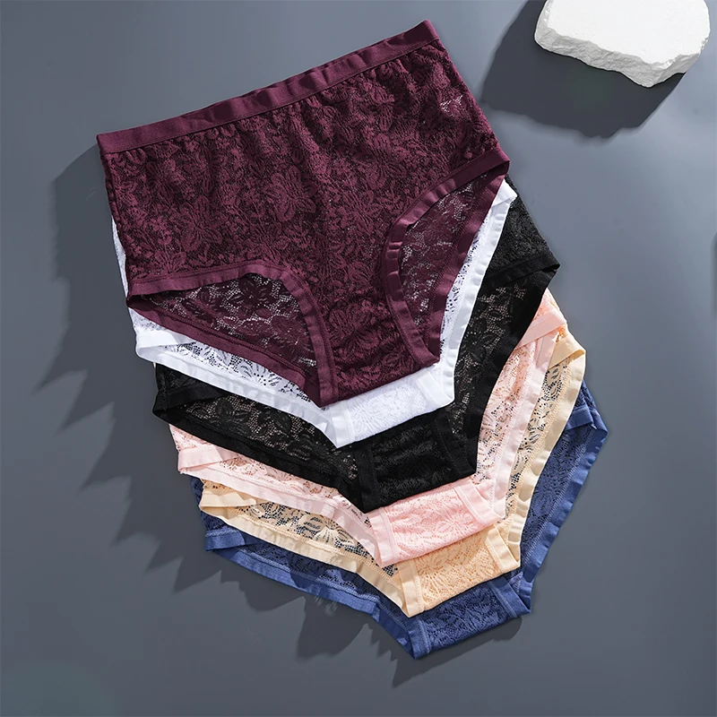 FINETOO 5 قطعة سراويل داخلية نسائية من الدانتيل الأزهار مثير شفافة ملابس داخلية جيدة التهوية الإناث ملخصات مريحة الصلبة ow الارتفاع مثير الملابس الداخلية