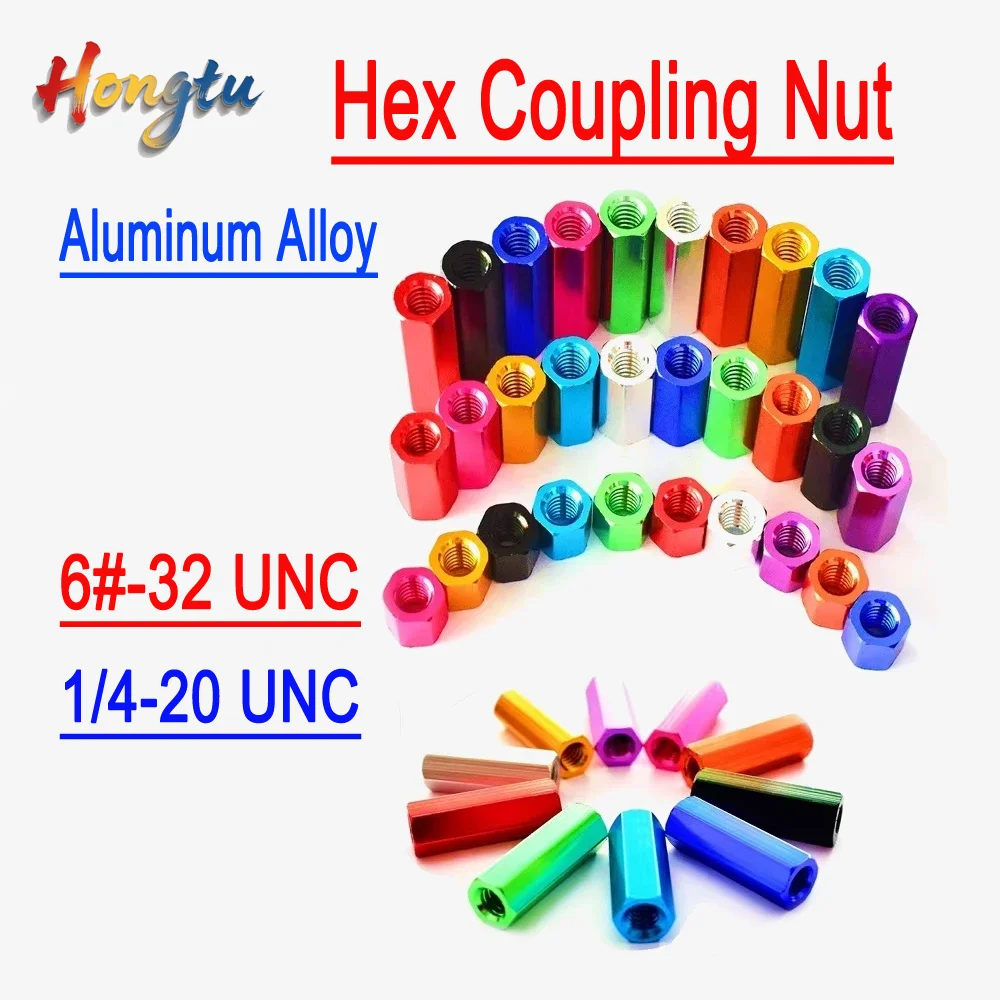 

Hongtu 6#-32 / 1/4-20 UNC Aluminium Alloy Hex Standoffs - Female Threaded Through-Hole Spacers, Hex Studs + Nuts + Rods Set